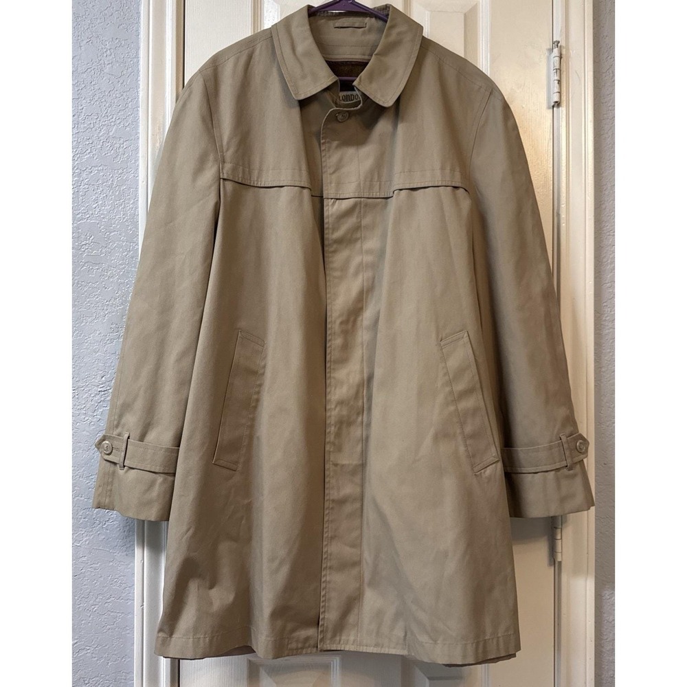 Vintage London Towne Trench Coat Men's Size 44L - Tan/Beige Classic Lined